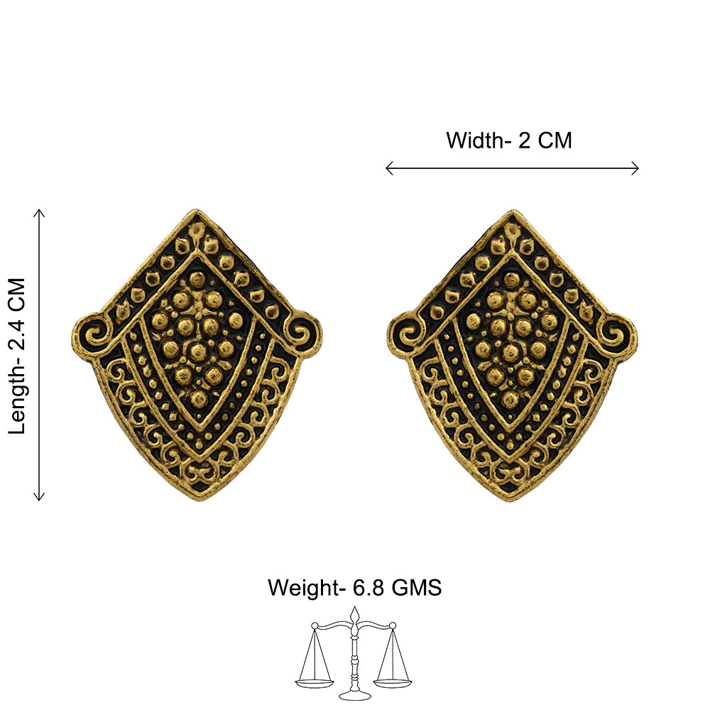 Golden guard stud oxidized stud earrings