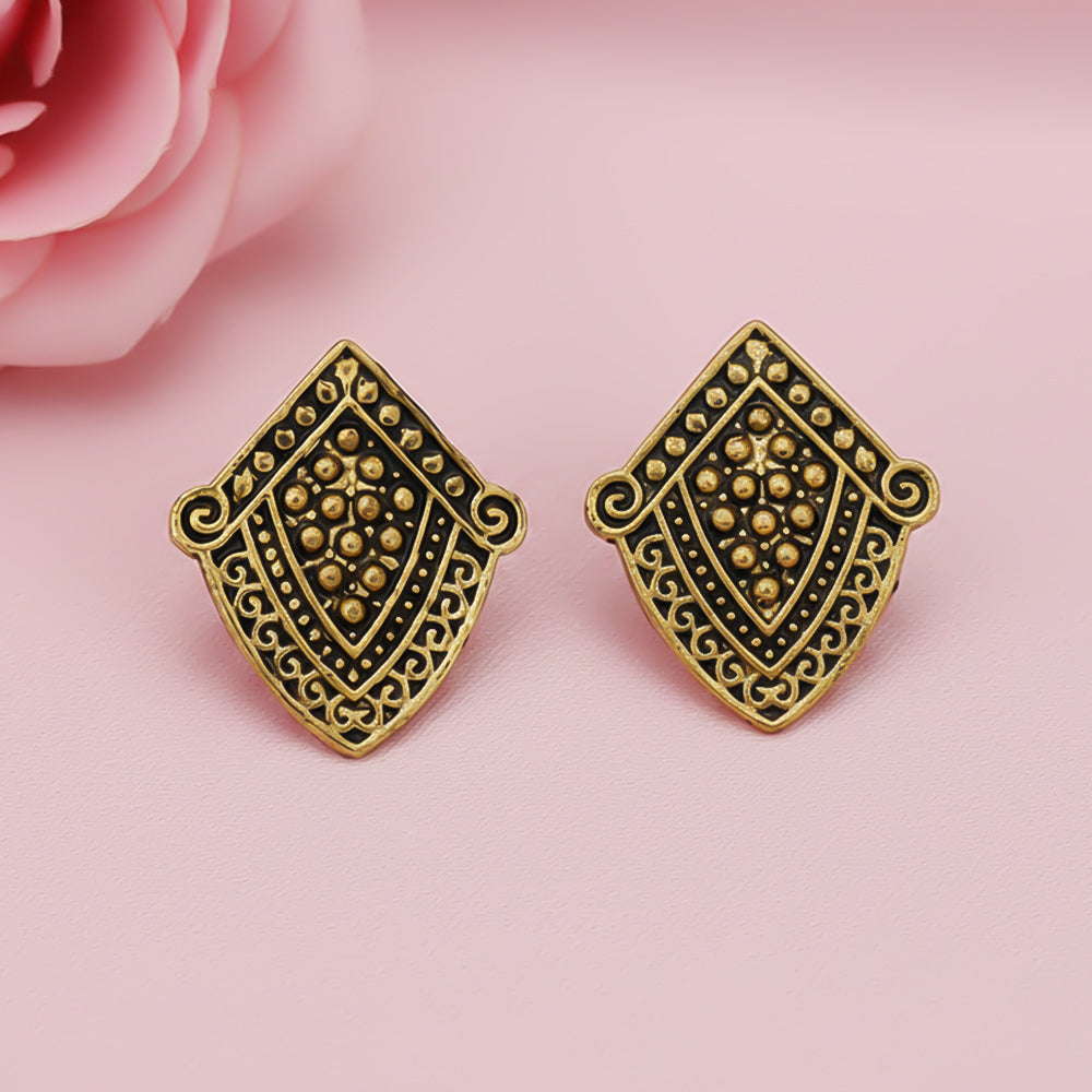 Golden guard stud oxidized stud earrings