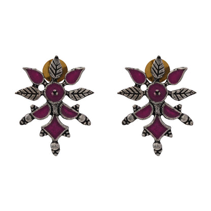 Royal Meenakari oxidized stud esrrings (Red)