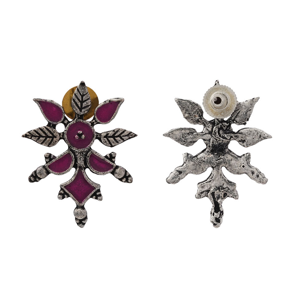 Royal Meenakari oxidized stud esrrings (Red)