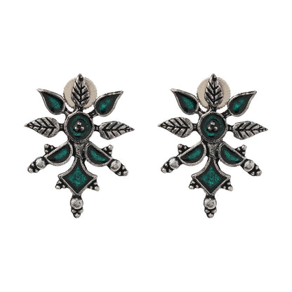 Royal Meenakari oxidized stud esrrings (Green)