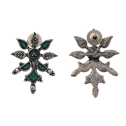Royal Meenakari oxidized stud esrrings (Green)