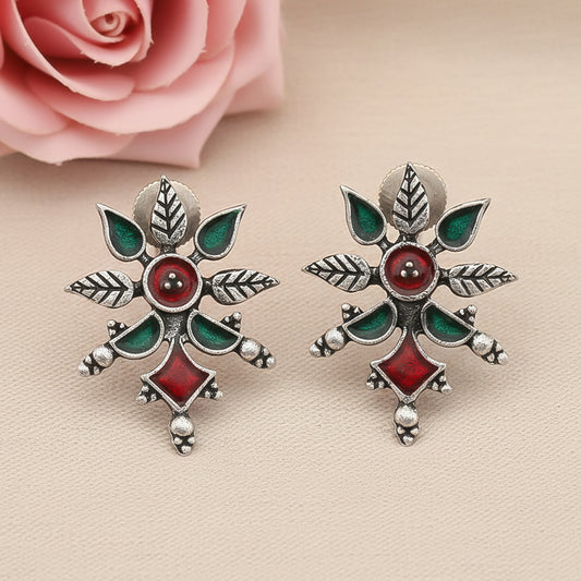 Royal Meenakari oxidized stud esrrings (Black)