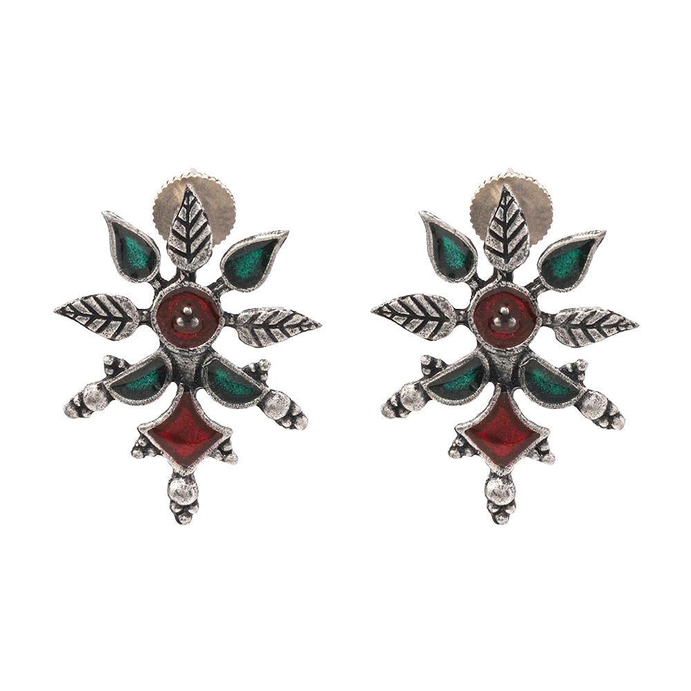 Royal Meenakari oxidized stud esrrings (Black)
