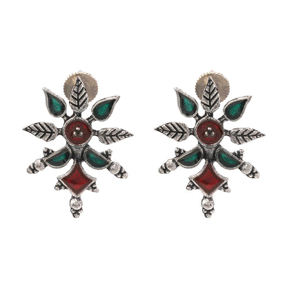 Royal Meenakari oxidized stud esrrings (Black)