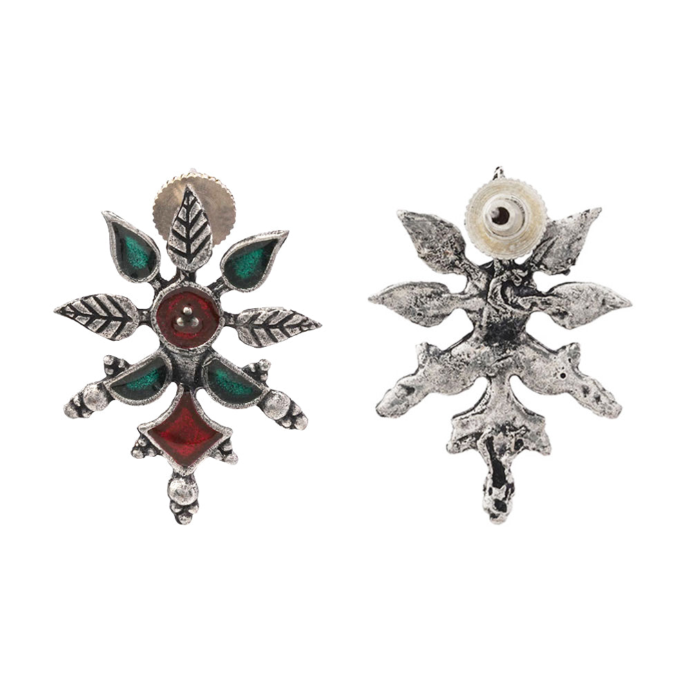 Royal Meenakari oxidized stud esrrings (Black)