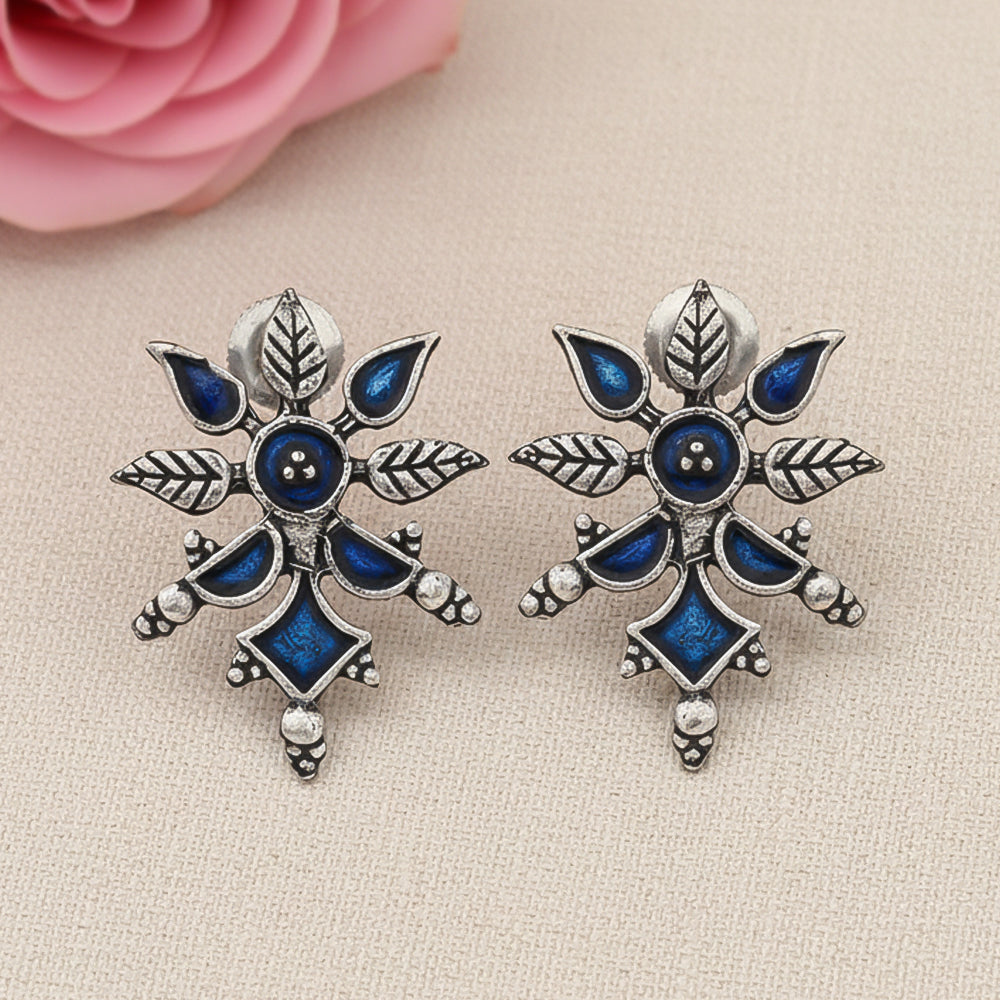 Royal Meenakari oxidized stud esrrings (Blue)