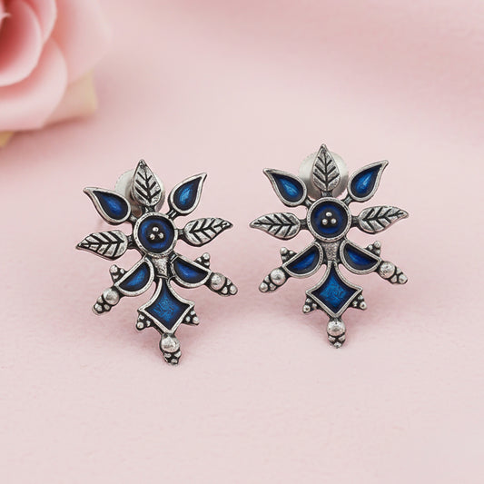 Royal Meenakari oxidized stud esrrings (Blue)