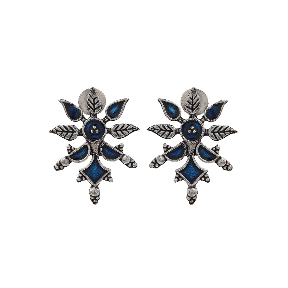 Royal Meenakari oxidized stud esrrings (Blue)