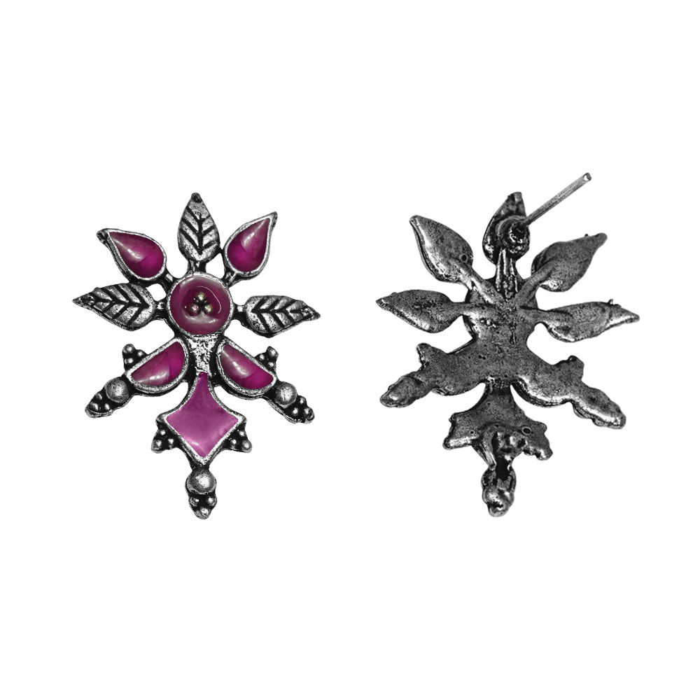 Royal Meenakari oxidized stud esrrings (Baby Pink)