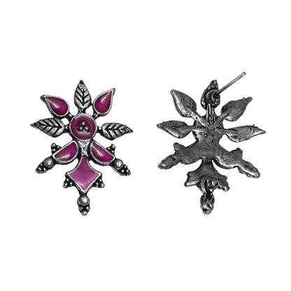 Royal Meenakari oxidized stud esrrings (Baby Pink)