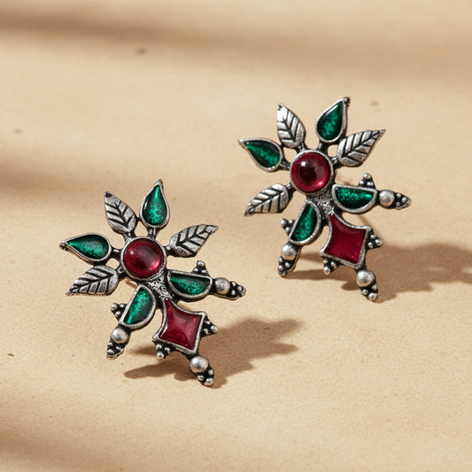 Royal Meenakari oxidized stud esrrings (Multicolored)