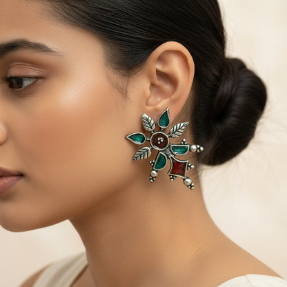Royal Meenakari oxidized stud esrrings (Multicolored)