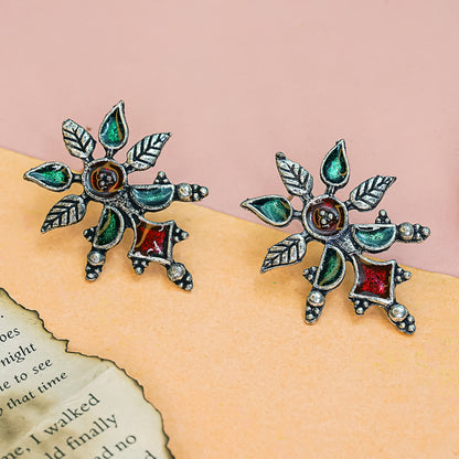 StylishKudi Oxidised Silver Stud & Chandbali Earrings Combo Set for Women&girl