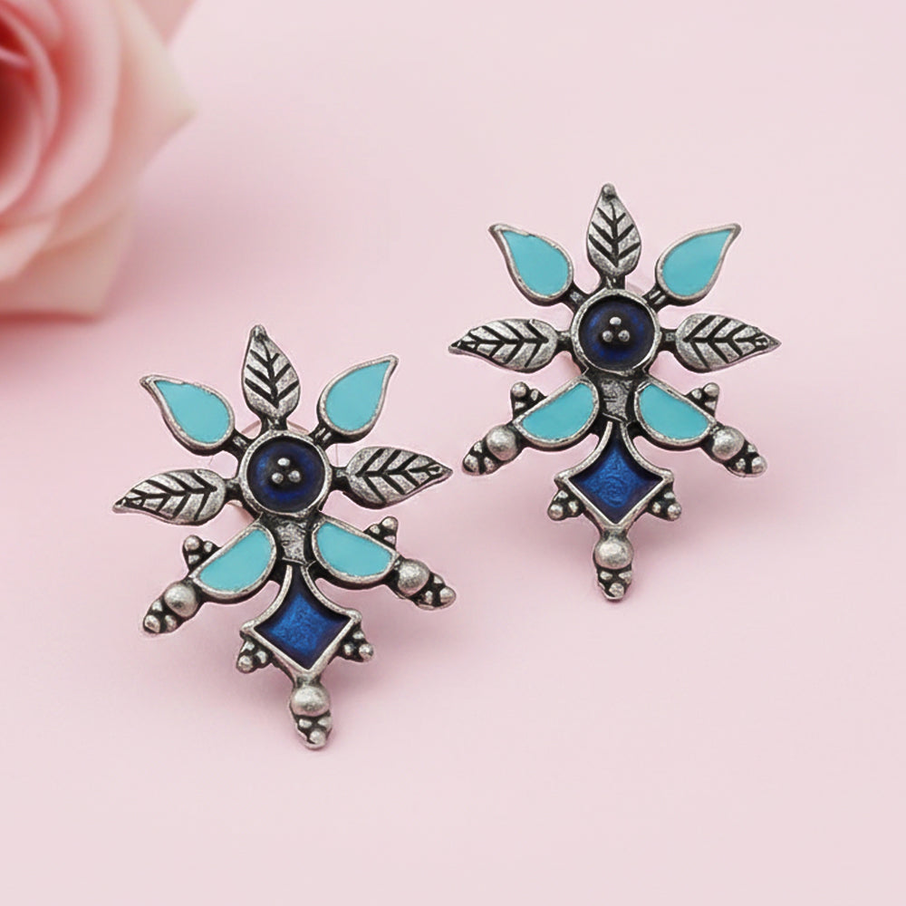 Royal Meenakari oxidized stud esrrings (Multicolored)