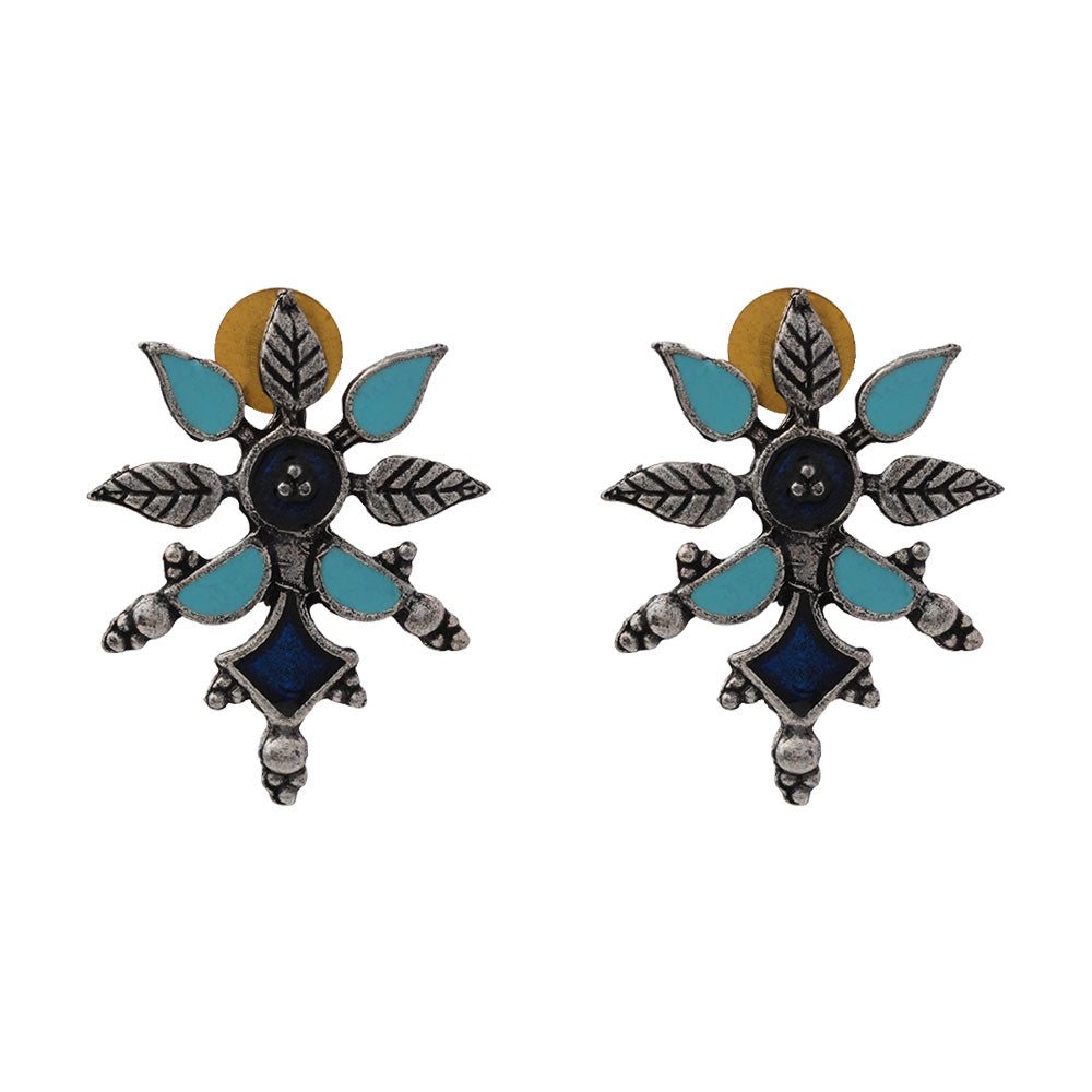 Royal Meenakari oxidized stud esrrings (Multicolored)