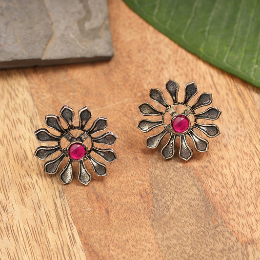 FlowerLoom Stud Earrings - Red
