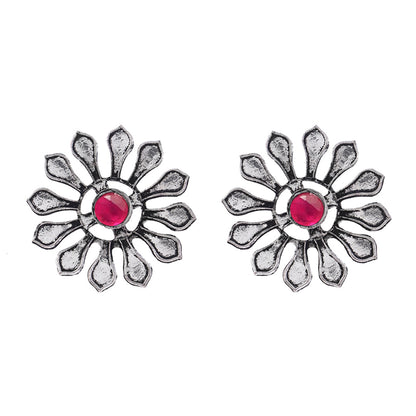 FlowerLoom Stud Earrings - Red