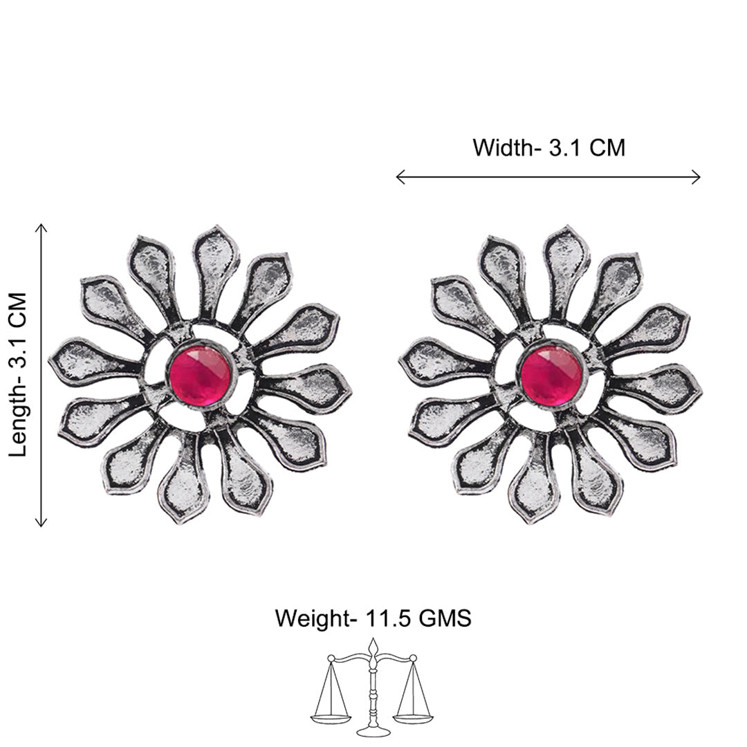 FlowerLoom Stud Earrings - Red