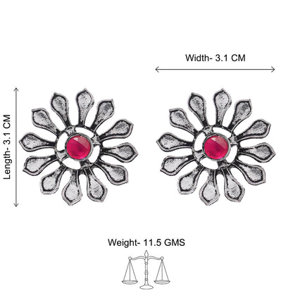FlowerLoom Stud Earrings - Red