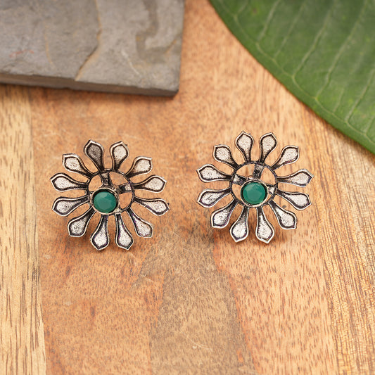 FlowerLoom Stud Earrings - Green