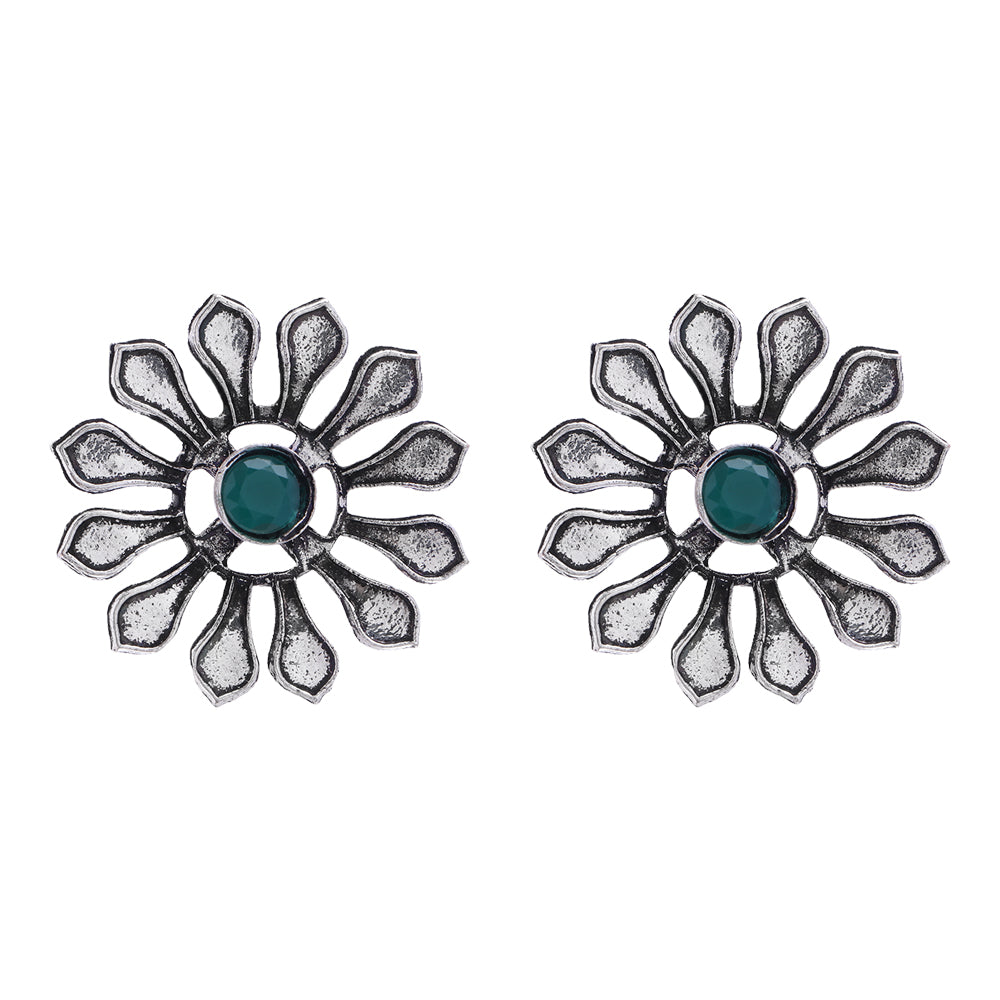 FlowerLoom Stud Earrings - Green