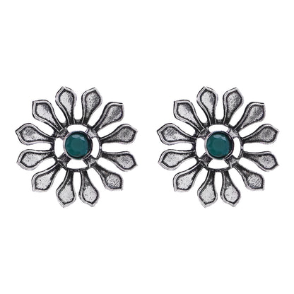 FlowerLoom Stud Earrings - Green
