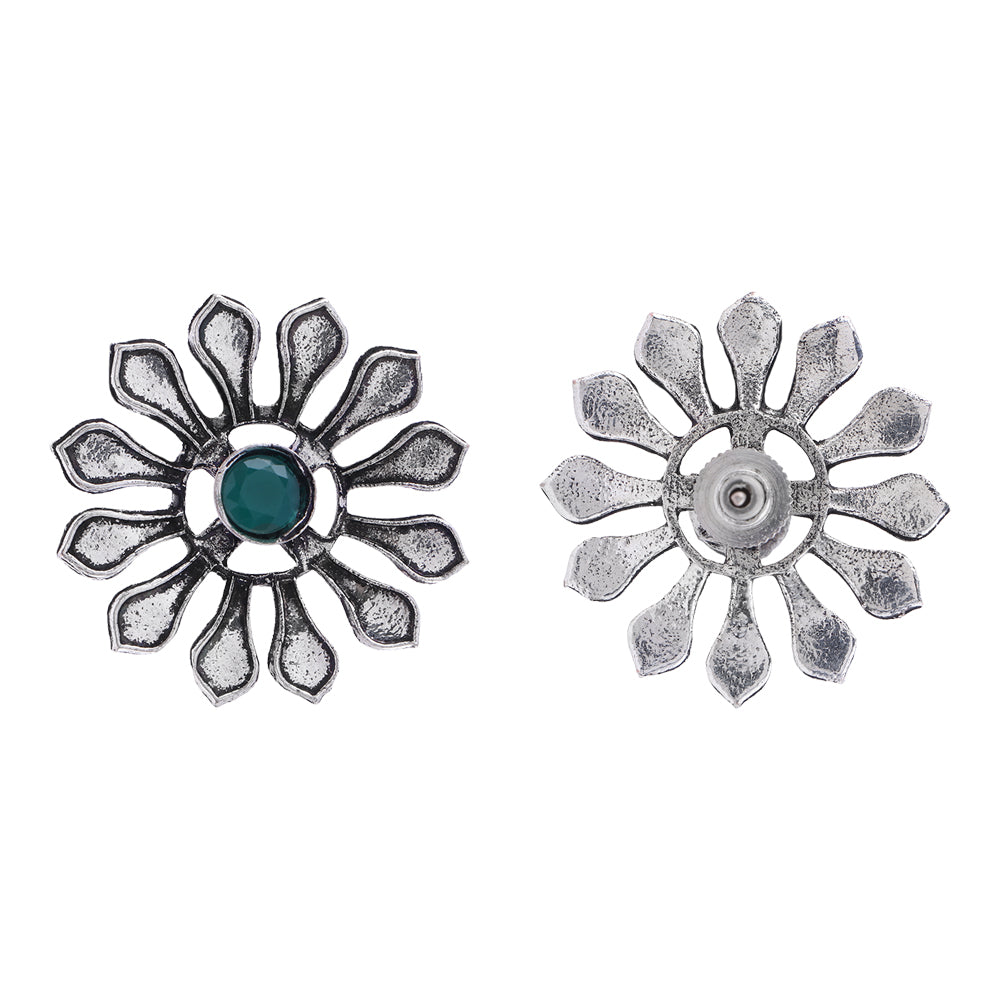 FlowerLoom Stud Earrings - Green