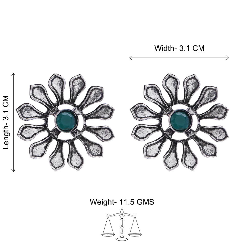FlowerLoom Stud Earrings - Green
