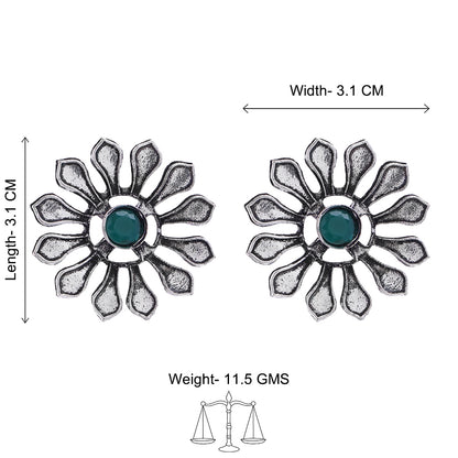 FlowerLoom Stud Earrings - Green