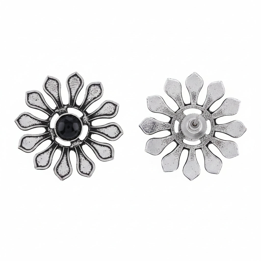 FlowerLoom Stud Earrings - Black