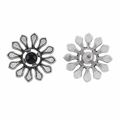 FlowerLoom Stud Earrings - Black