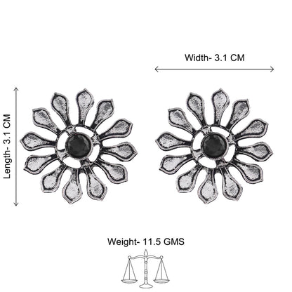 FlowerLoom Stud Earrings - Black