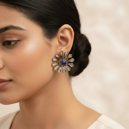 FlowerLoom Stud Earrings - Blue