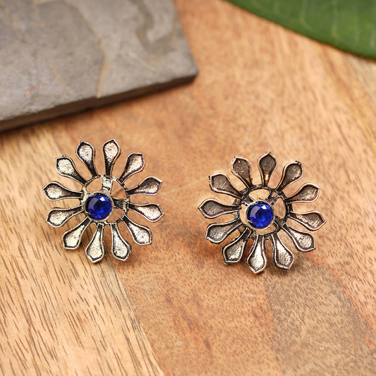 FlowerLoom Stud Earrings - Blue