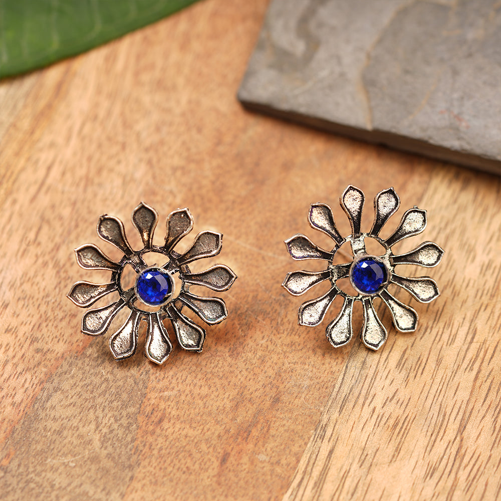 FlowerLoom Stud Earrings - Blue