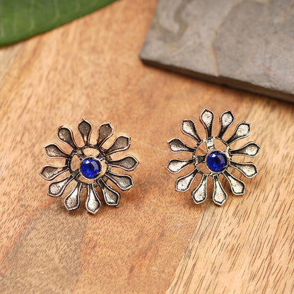 FlowerLoom Stud Earrings - Blue