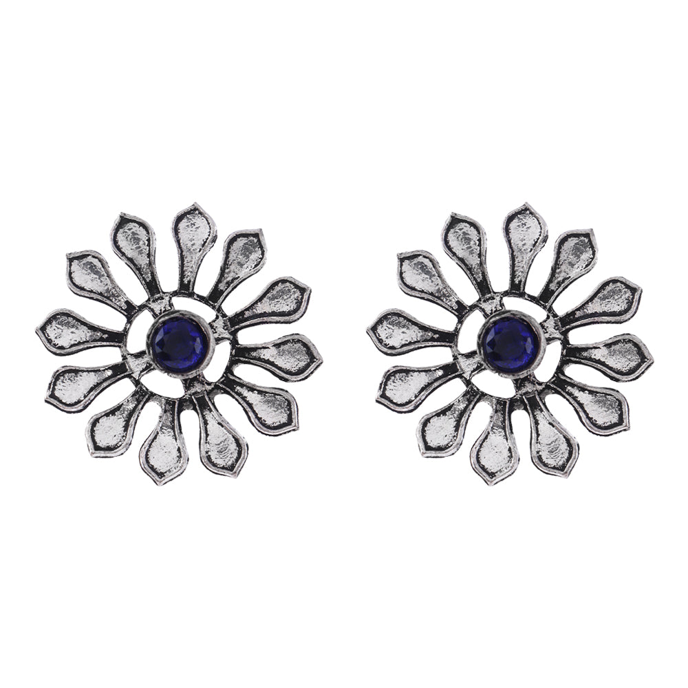 FlowerLoom Stud Earrings - Blue