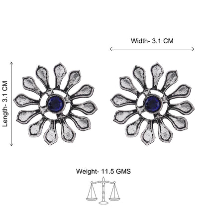 FlowerLoom Stud Earrings - Blue