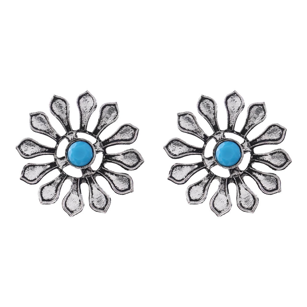 FlowerLoom Stud Earrings - Sky Blue