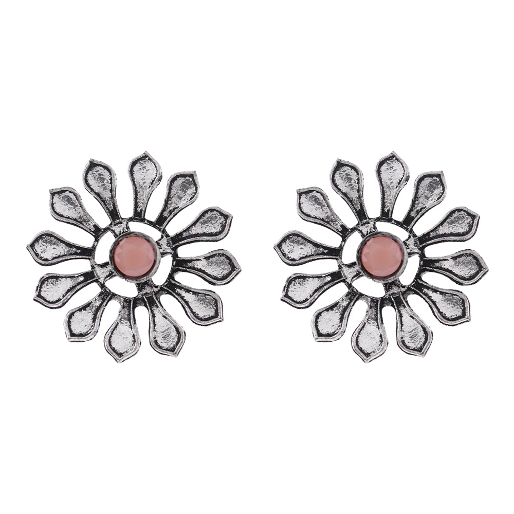 FlowerLoom Stud Earrings - Light Orange