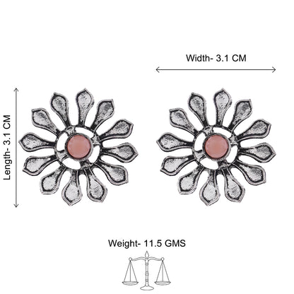 FlowerLoom Stud Earrings - Light Orange