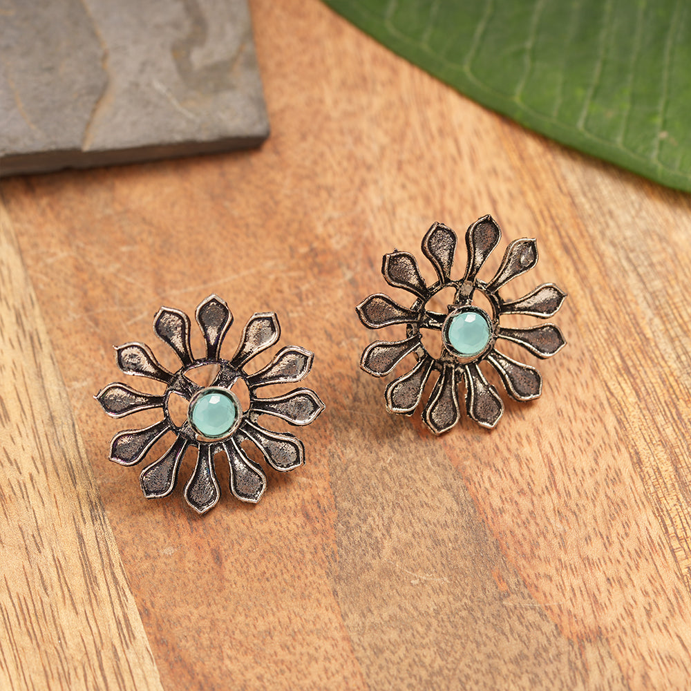 FlowerLoom Stud Earrings - Mint