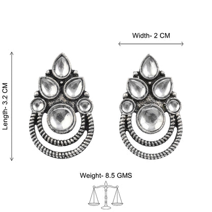 Aqua crown stone stud earrings (White)