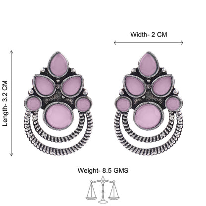 Aqua crown stone stud earrings (Baby Pink)