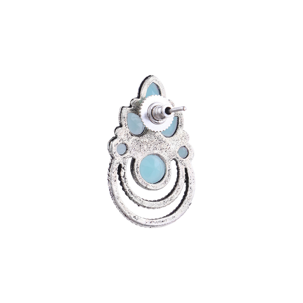 Aqua crown stone stud earrings (Mint)