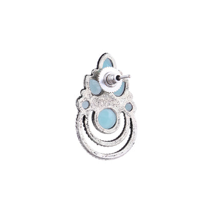 Aqua crown stone stud earrings (Mint)