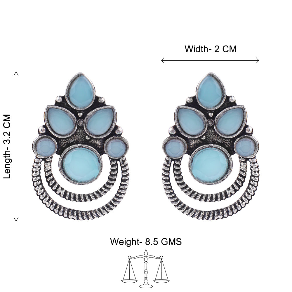 Aqua crown stone stud earrings (Mint)