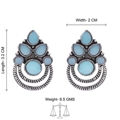 Aqua crown stone stud earrings (Mint)