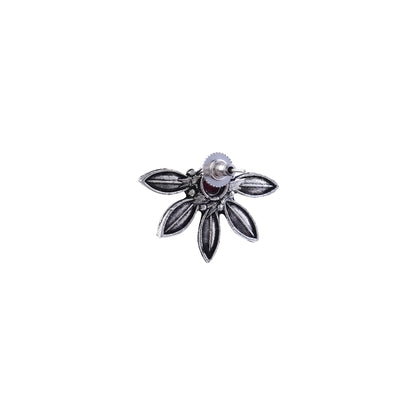 Crescent Bloom Oxidised Studs - Red